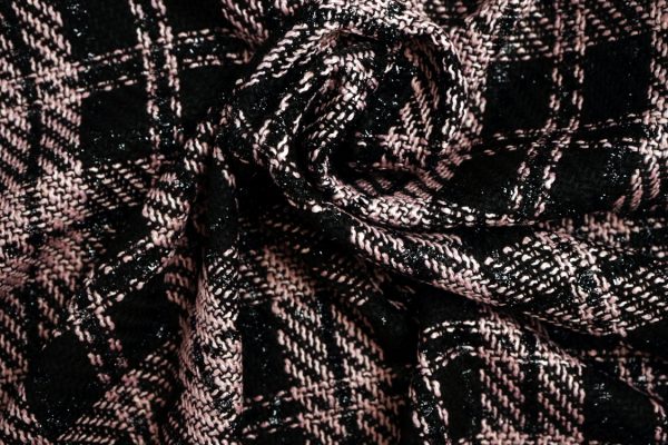 Tkanina Typu Chanel Krata Różowo- Czarna