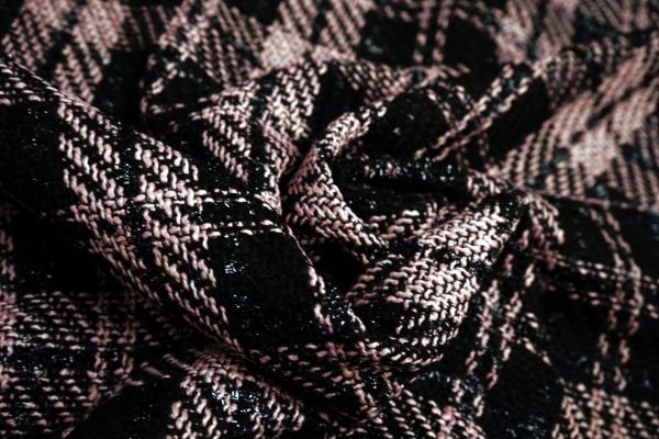 Tkanina Typu Chanel Krata Różowo- Czarna